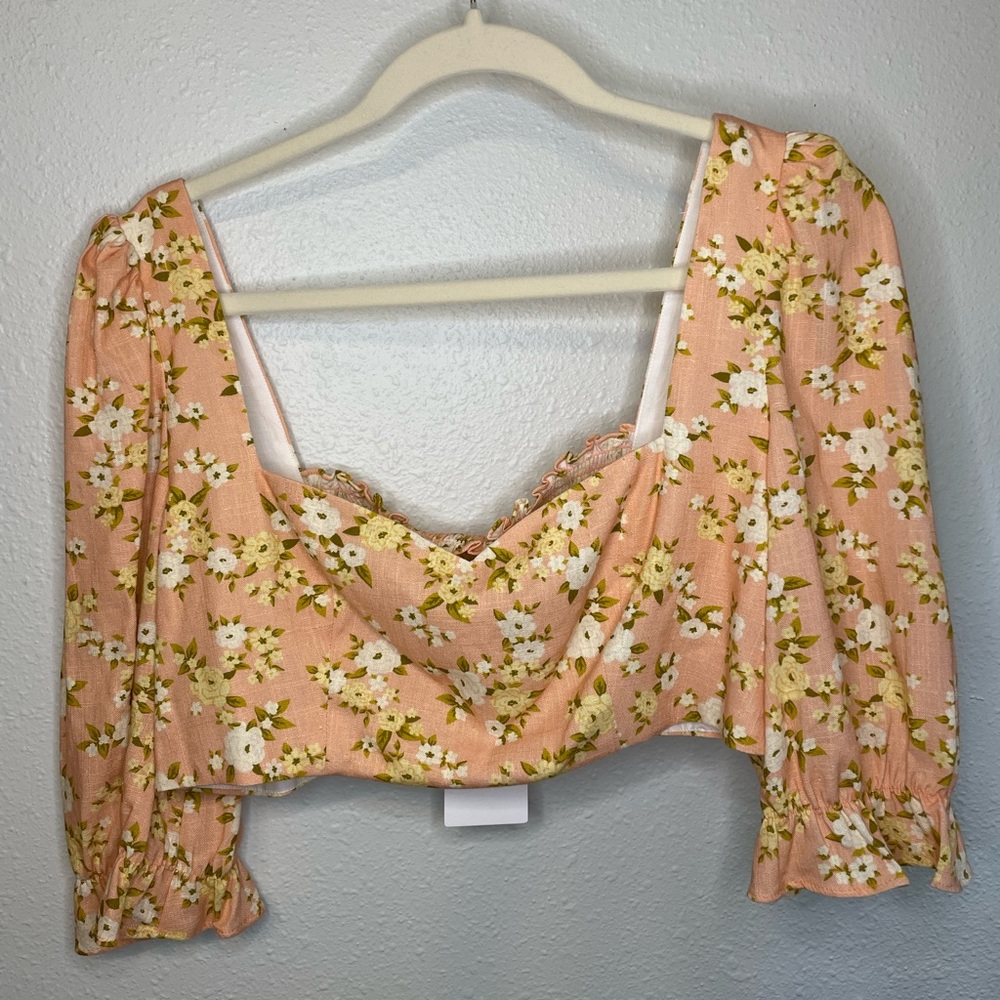 New Peach Floral Crop Top